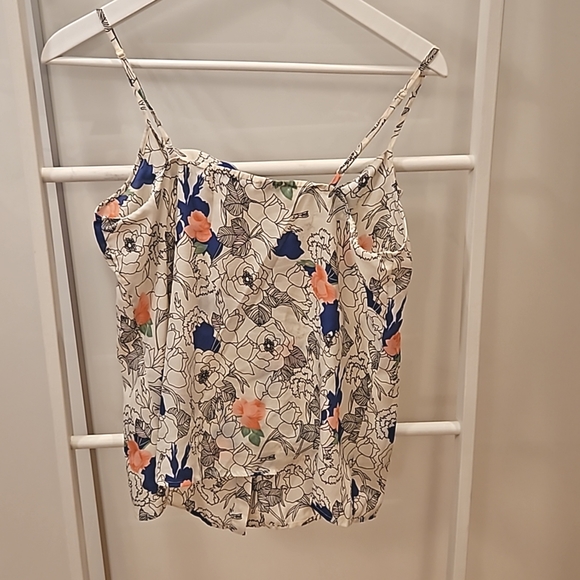 White floral print vest top with ruffle front S - Picture 3 of 3